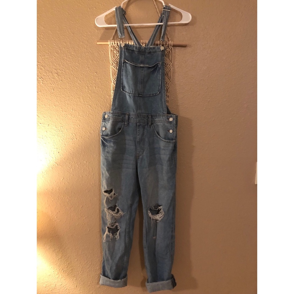 H&M distressed overalls